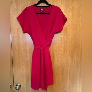 Bobeau wrap dress, red, large